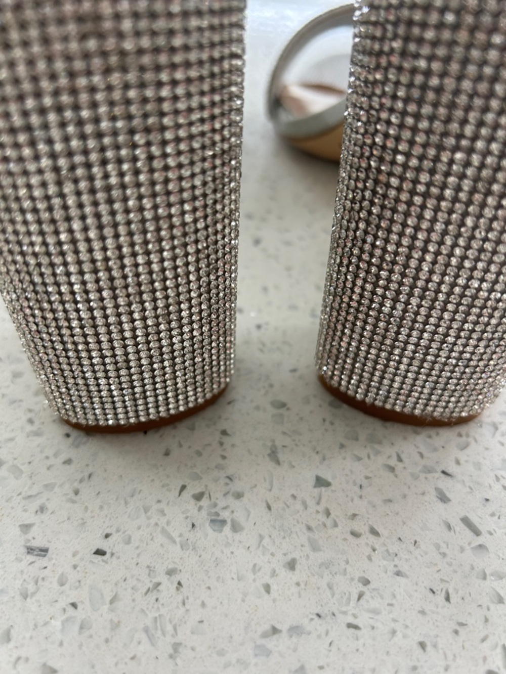 Gianni Bini Silver Rhinestone Block Heel Sandals - Picture 4 of 7